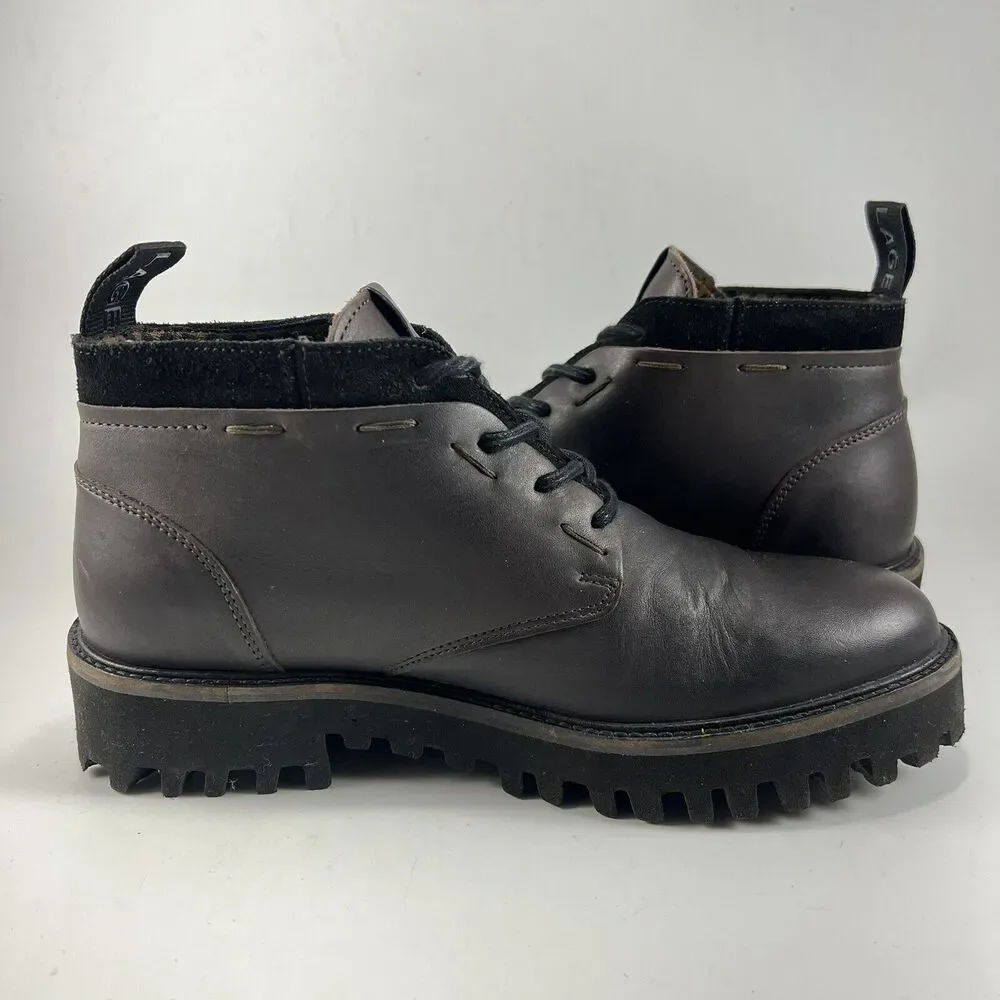 Karl Lagerfeld Paris Chukka Boots Mens Size 7 Brown Leather Chunky Lug Soles